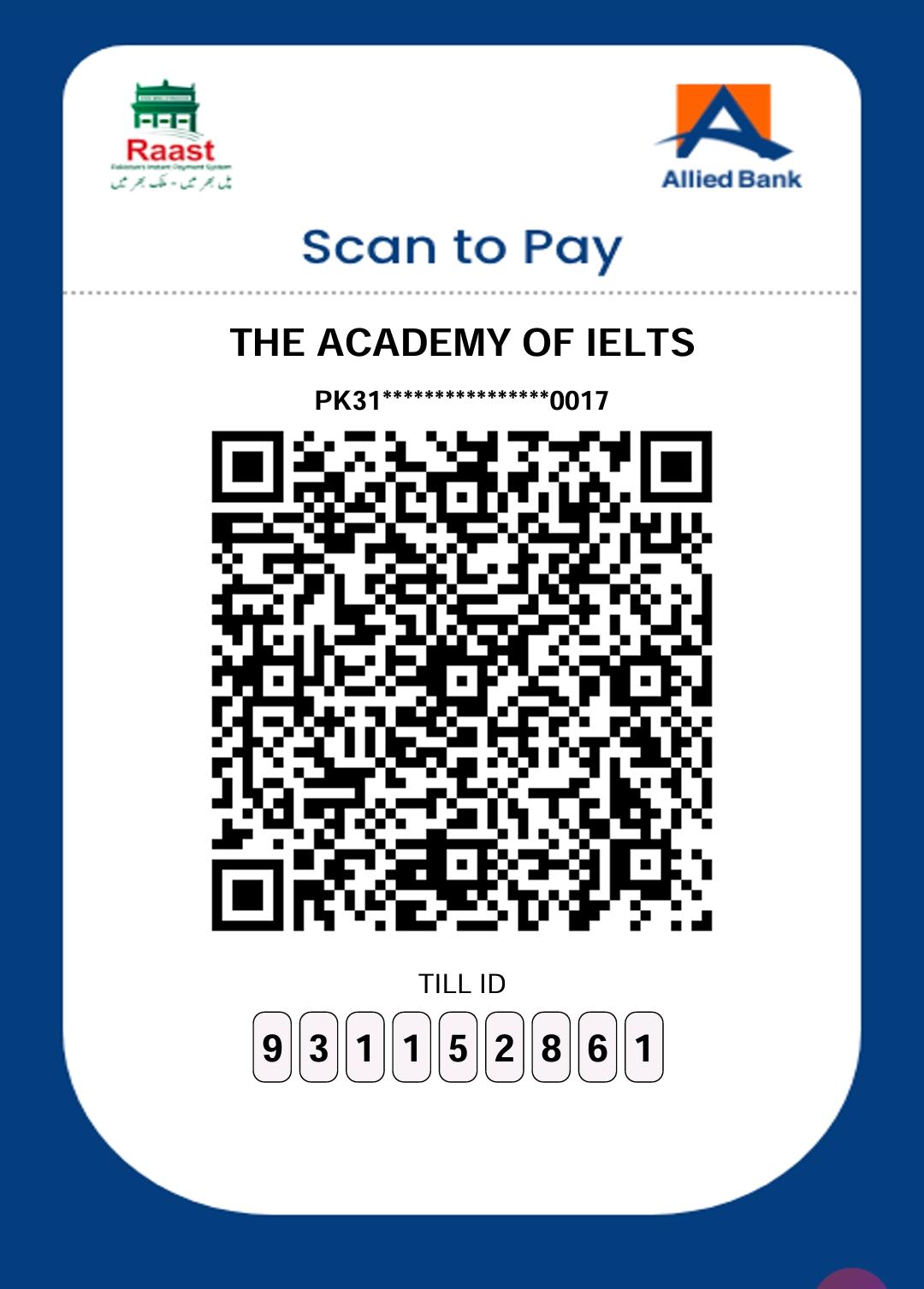 The Academy of IELTS Payment QR Code